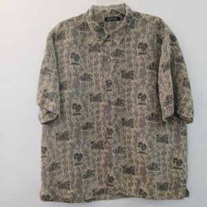 Murano Shirt Men Sz L Short Sleeve Button 70% Silk 30% Linen Causal Golf Resort